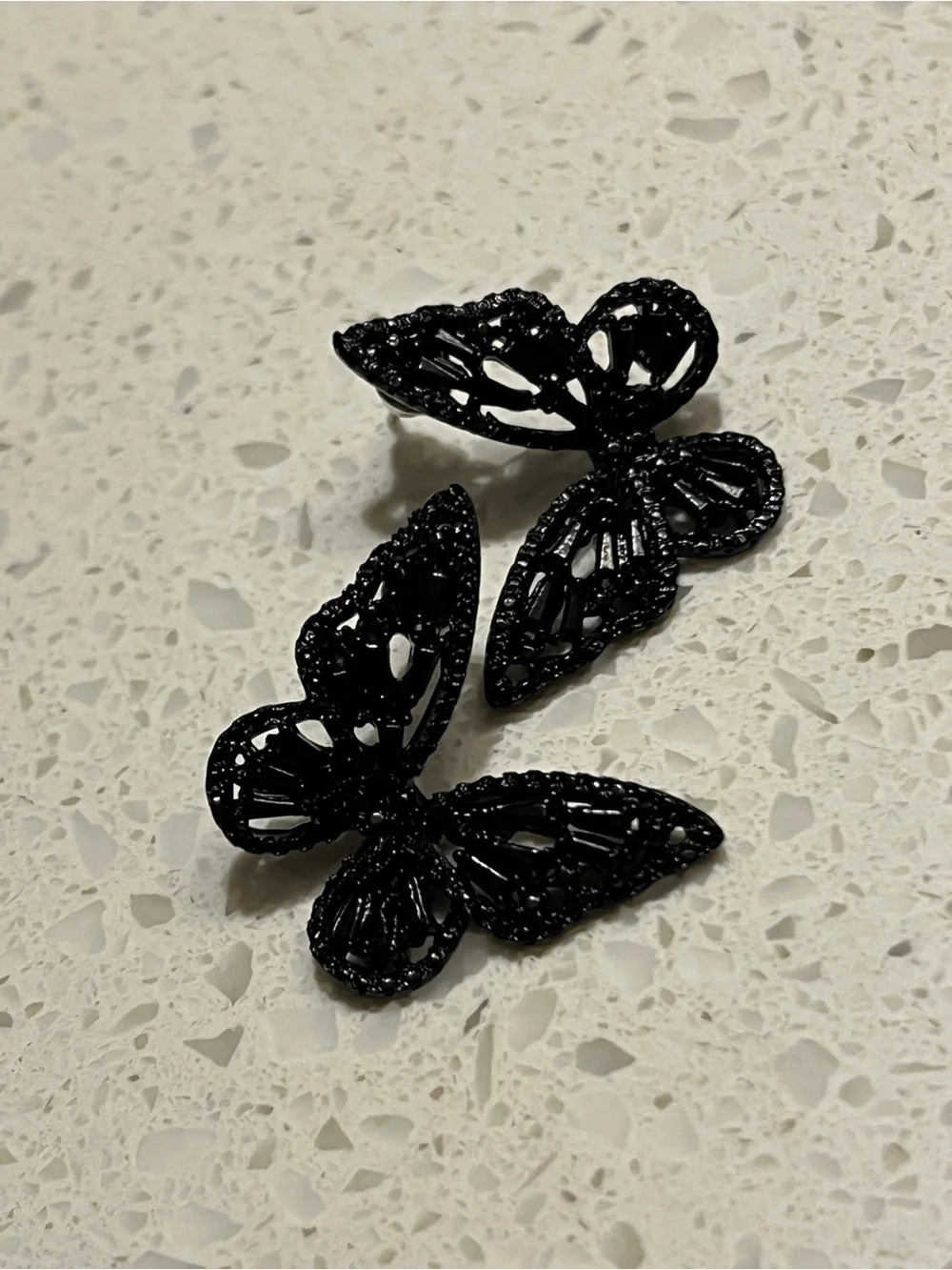 Butterfly Black Stud Earrings